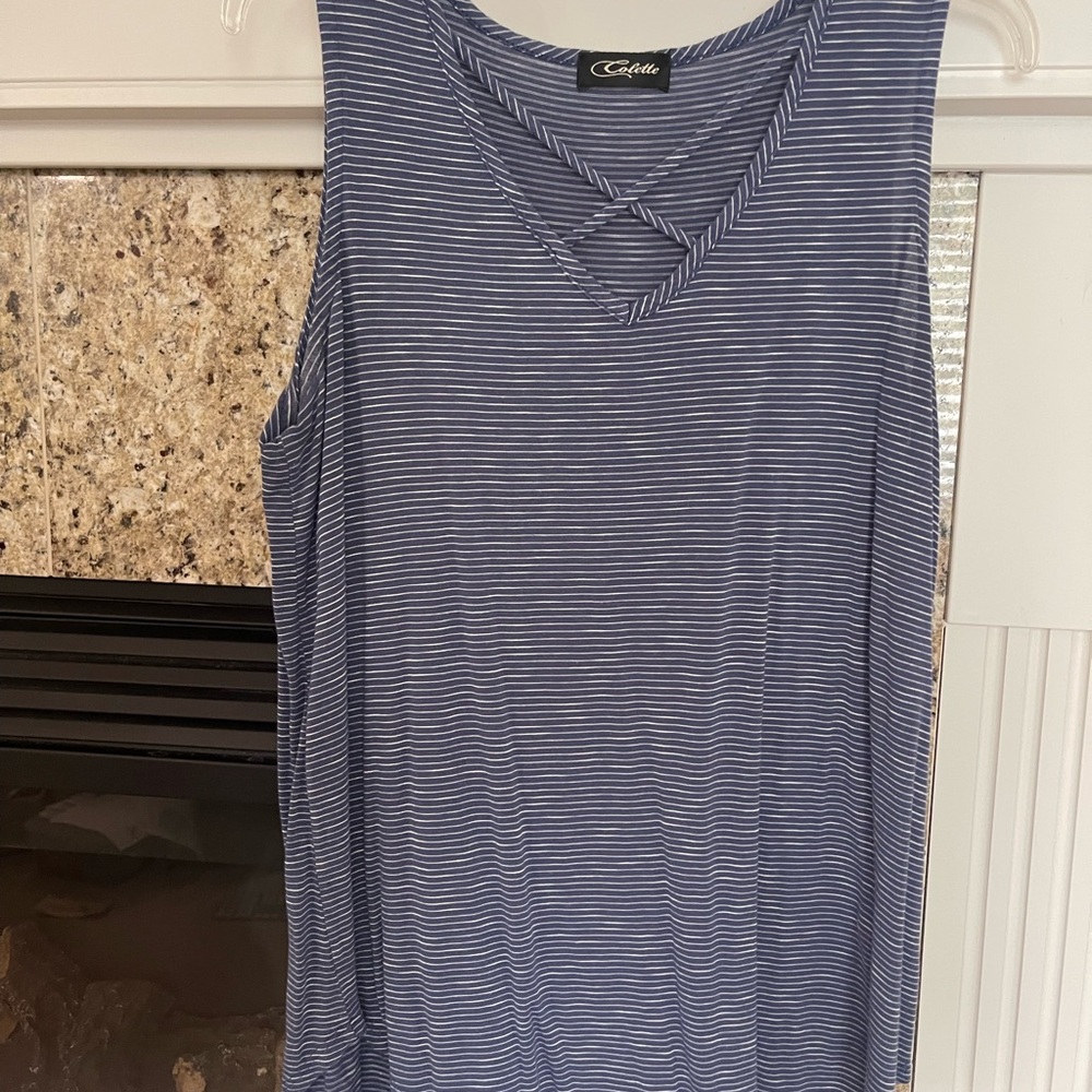Sleeveless Tank Blue and White Stripes Colette Size L
